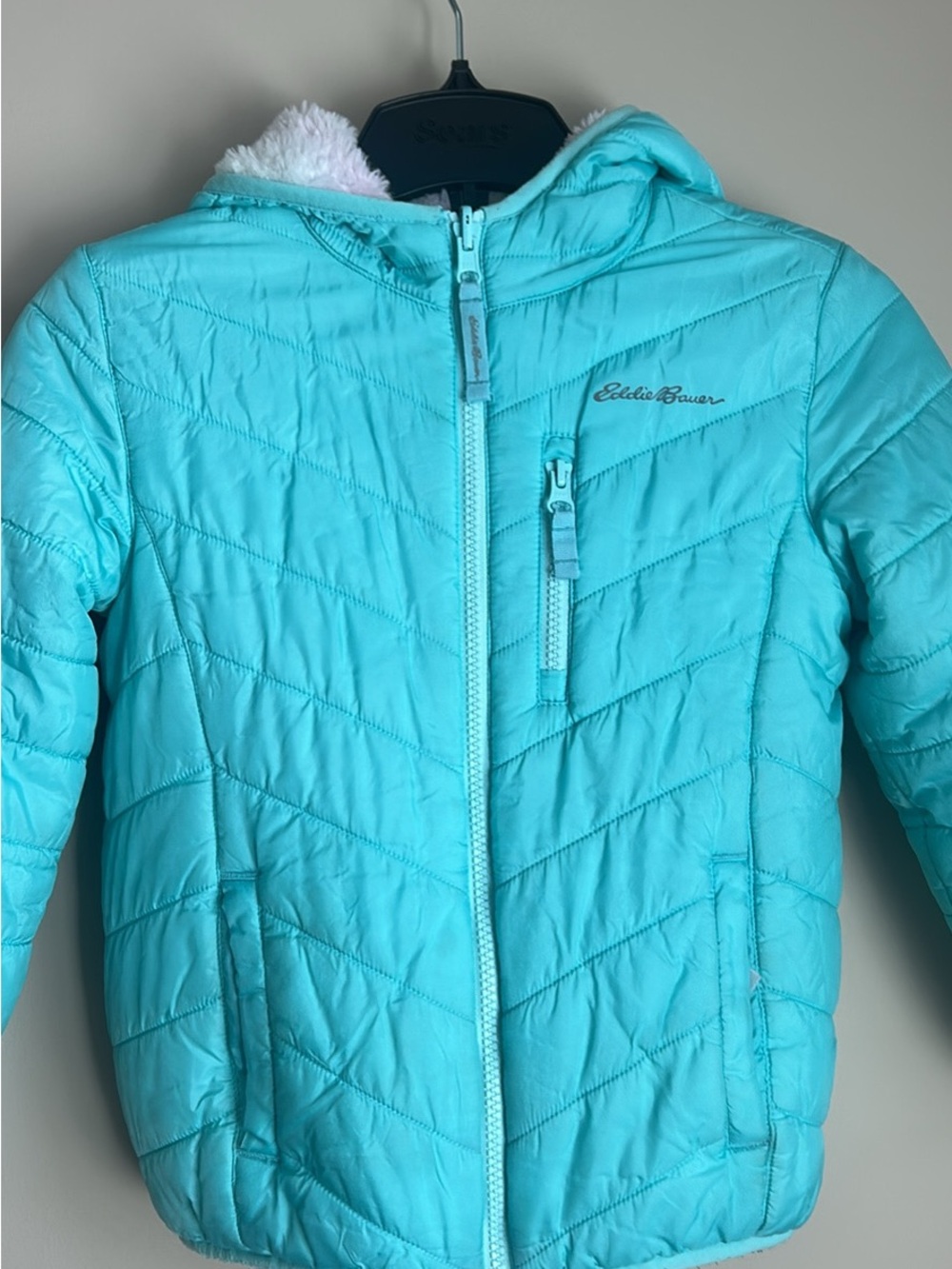 Eddie Bauer Girls' Aqua Quilted Hooded Puffer Jacket